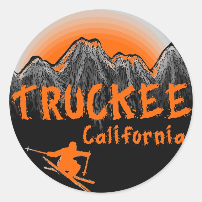 Truckee California artistic skier Classic Round Sticker (Front)