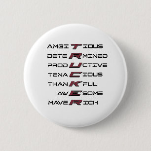 Trucker Acrostic Professional Traits Strength 2 Inch Round Button