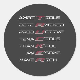 Trucker Acrostic Professional Traits Strength Classic Round Sticker