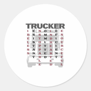 Trucker Acrostic Tireless Resistant Unstoppable Classic Round Sticker