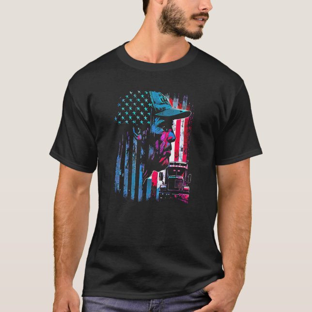 trucker American Big Rigs Diesel Truck Driver 65 T-Shirt (Front)