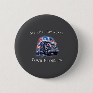 Trucker American Flag Truck Driver  2 Inch Round Button