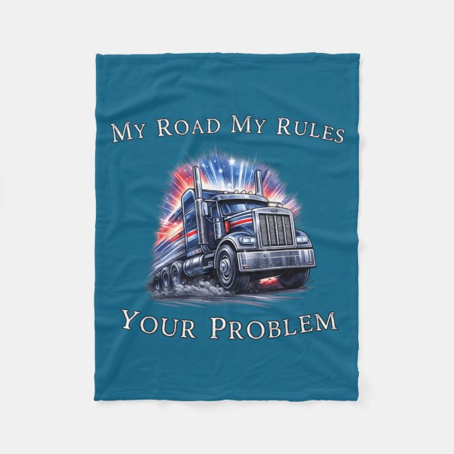 Trucker American Flag Truck Driver  Fleece Blanket (Front)