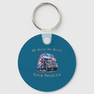 Trucker American Flag Truck Driver  Keychain