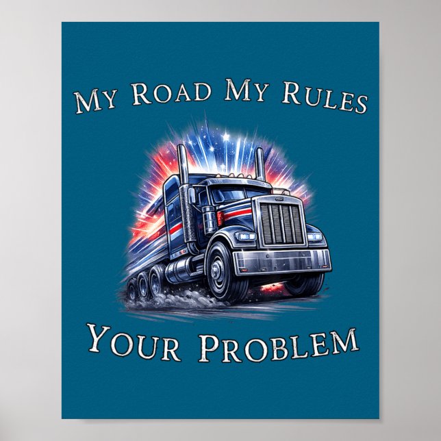 Trucker American Flag Truck Driver  Poster (Front)