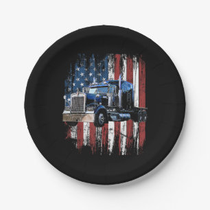 Trucker American Flag Truck Driver Truck Driver Gi Paper Plate
