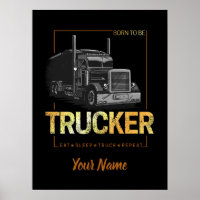 Trucker Born To Be Truck Retro Driver Vintage