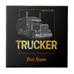 Trucker Born To Be Truck Retro Driver Vintage Tile<br><div class="desc">Trucker Born To Be Truck driver vintage artwork for trucker dad profession and highway drivers. Trucker retro design for the self-employed and forwarding agency. Eat Sleep Truck Repeat look for trucker lifestyle. Trucker Born To Be truck driver for trucking company drivers. Trucker profession retro design for professional drivers. Trucker artwork...</div>