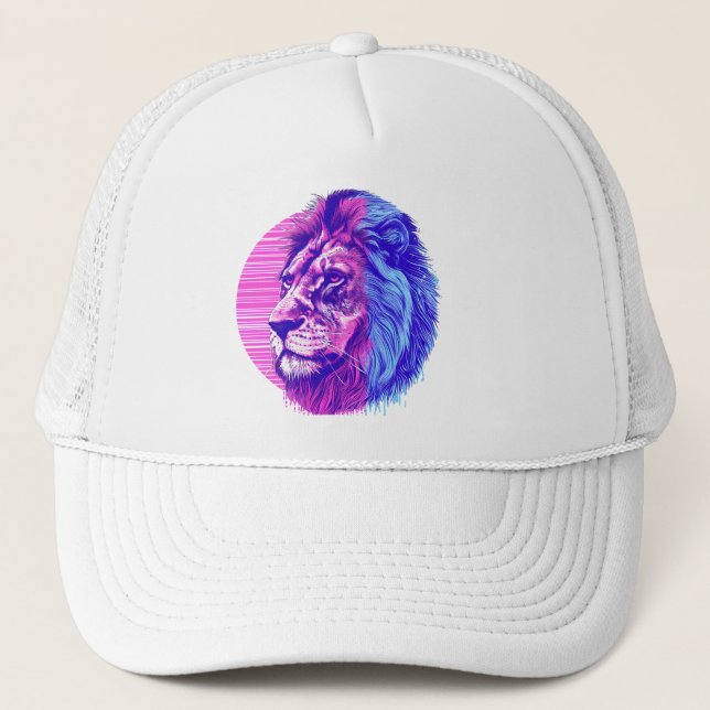 Trucker Cap Lion Vaporwave (Front)