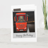 Trucker Cat Funny Birthday Card