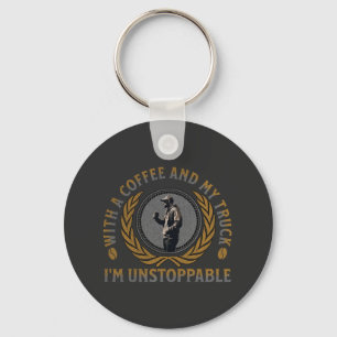 Trucker Coffee Cup Strong Road Power Male Keychain