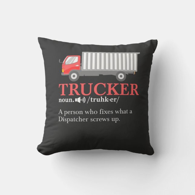 Trucker Definition Throw Pillow (Front)