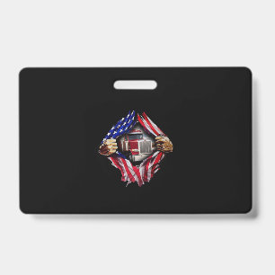 Trucker Driver American Flag Truck Badge