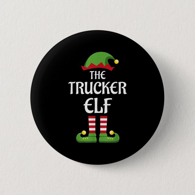 Trucker Elf Family Matching Group Christmas  2 Inch Round Button (Front)