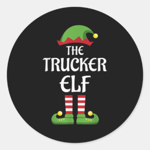 Trucker Elf Family Matching Group Christmas  Classic Round Sticker