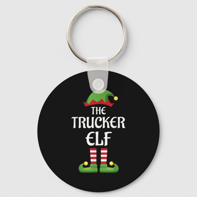 Trucker Elf Family Matching Group Christmas  Keychain (Front)