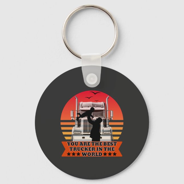 Trucker Father Baby Love Road Family Pride Design Keychain (Front)