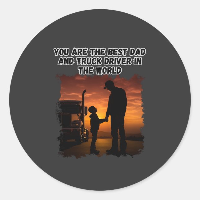 Trucker Father Son Bond Family Road Love Design Classic Round Sticker (Front)