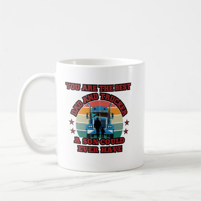 Trucker Father Son Bond Road Family Love Design Coffee Mug (Left)