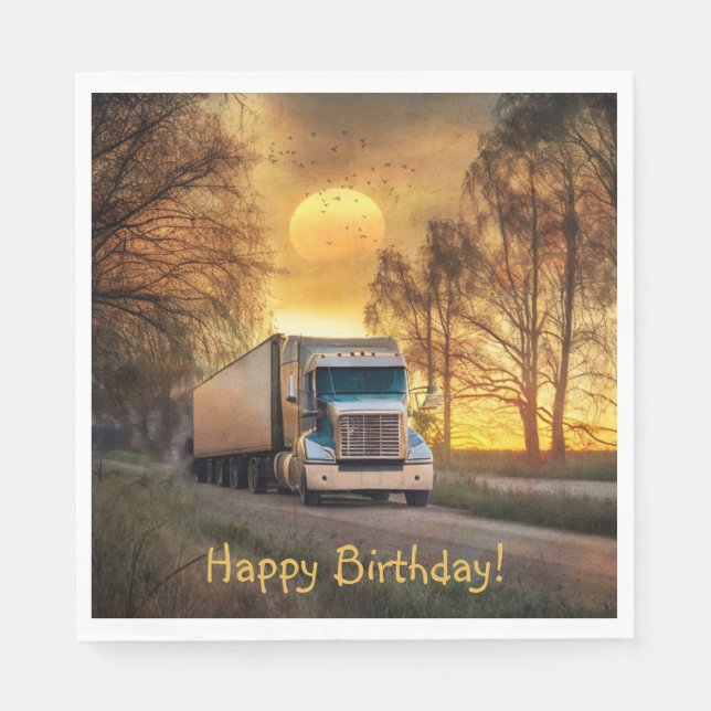 Trucker Happy Birthday Napkin (Front)