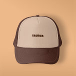 Trucker Hat<br><div class="desc">Taurus (Ancient Greek: Ταῦρος, romanized: Taûros, Latin for "bull") is the second astrological sign in the modern zodiac. It spans from 30° to 60° of the zodiac. This sign belongs to the Earth element or triplicity, as well as a fixed modality, quality, or quadruplicity. It is a Venus-ruled sign, the...</div>