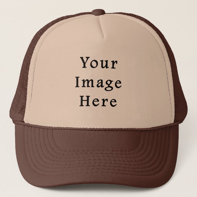 Trucker Hat Brown & Tan Baseball Cap - Customized (Front)