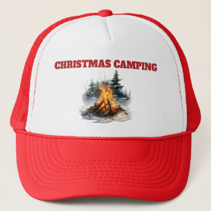Trucker Hat-Christmas Camping Cap – Bonfire & Cozy