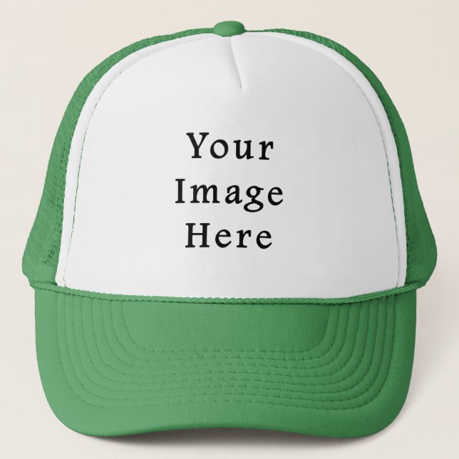 Trucker Hat Green & White Baseball Cap - Template (Front)