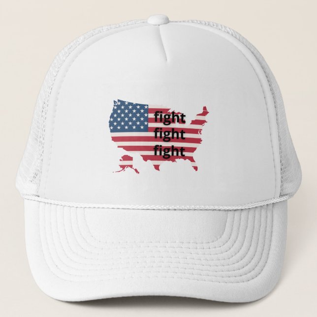 Trucker Hat, Trucker Hat, fight, usa flag cap (Front)