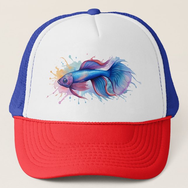 Trucker Hat - Watercolor Series: Betta Fish (Front)