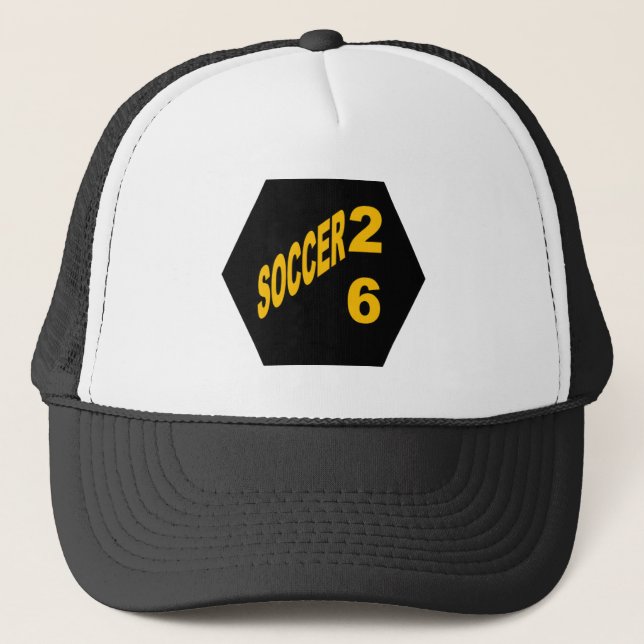 Trucker Hat  White and blach  SOCCER  26 (Front)