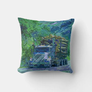 Trucker Logging Truck Lorry Heavy Transport Gift2 Throw Pillow