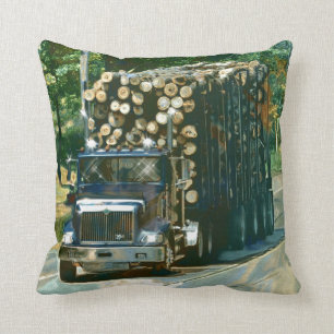 Trucker Logging Truck Lorry Heavy Transport Gift6 Throw Pillow