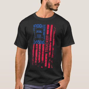 Trucker Patriotic American Flag 4th Of July Usa Tr T-Shirt