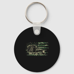 Trucker patriotic camouflage american flag semi keychain
