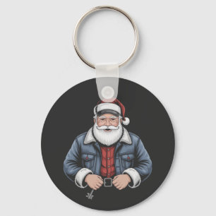 Trucker Santa Claus Funny Truck Driving Christmas Keychain