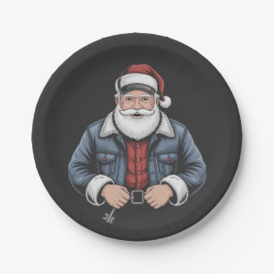 Trucker Santa Claus Funny Truck Driving Christmas  Paper Plate