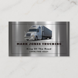 Trucker Transport Semi Trucking Metal Business Card
