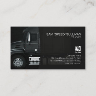 Trucker Transportation Haulage Black Truck Front Business Card