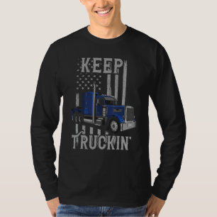 Trucker Truck Driver Vintage Usa American Flag Kee T-Shirt