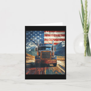 Trucker Truck Usa America Flag Graphic  Card