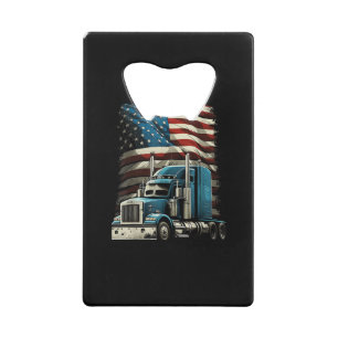 Trucker US American Flag For Patriotic Truck Drive Credit Card Bottle Opener