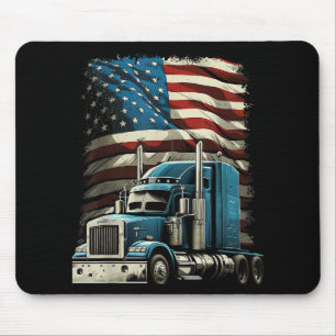 Trucker US American Flag For Patriotic Truck Drive Mouse Pad
