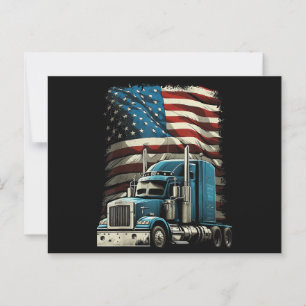 Trucker US American Flag For Patriotic Truck Drive Postcard