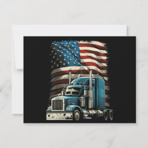 Trucker US American Flag For Patriotic Truck Drive Save The Date