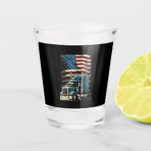 Trucker US American Flag For Patriotic Truck Drive Shot Glass