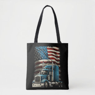 Trucker US American Flag For Patriotic Truck Drive Tote Bag