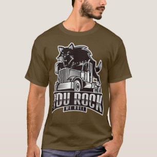 Trucker Wolf Retro Truck Driver You Rock We Roll T-Shirt