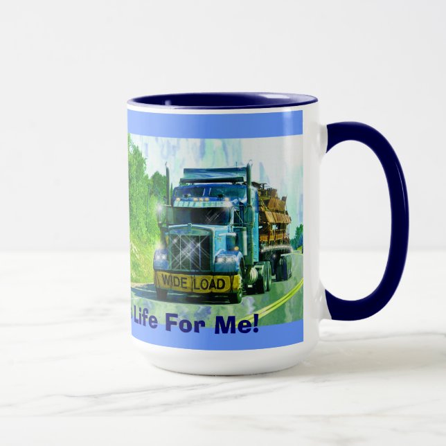 Trucker's Big Rig Blue Lorry Pit Stop Mug (Right)