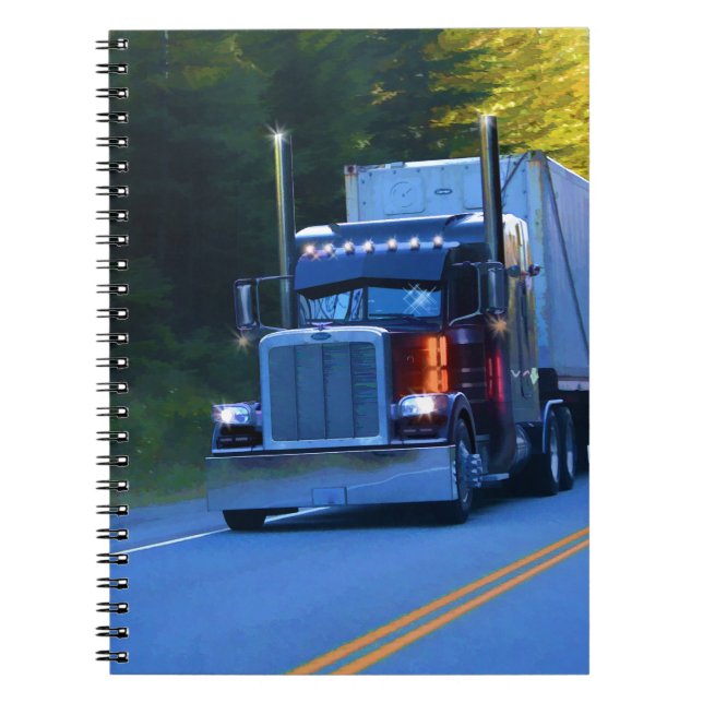 Truckers, Big Rig Cargo Truck Art Notebook (Front)